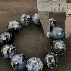 20mm Rare  Natural blue pietersite round Beaded Bracelet,energy stone beads,large size beads,handmade gift,unique gifts
