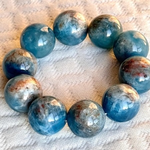 19mm Natural Genuine Blue aquamarine beaded bracelet,women bracelet,men bracelet,jewelry gift,Large beads aquamarine bracelet