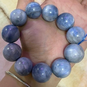 High Quality Natural Genuine Blue Kyanite Beads Bracelet,Kyanite bracelet for friends,beads bracelet,large size  Kyanite Bracelet 19mm