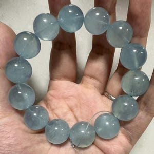 15mm Natural Genuine Unique Blue aquamarine beaded bracelet,women bracelet,men bracelet,jewelry gift,Large Size aquamarine bracelet