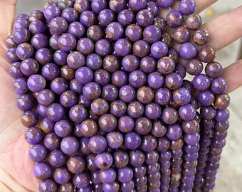 Purple Phosphosiderite Round Beads, Semi-Precious Stone (6-10mm)
