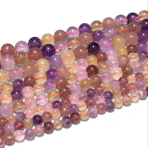 Natuurlijke Super Seven Quartz Gladde Ronde Kralen 6mm 8mm 10mm, Natuurlijke Energie Super7 Quartz Steen Losse Kralen, Halfedelsteen