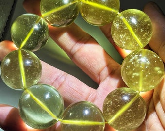 23.8-26mm High Grade Natural Rare Libyan desert glass Ronnd Beads Bracelet,Unique healing Golden Tektite bracelet, Libyan Gold Tektite