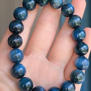 12mm Natural Genuine Blue Kyanite Beads Bracelet,Kyanite bracelet for friends,handmade  beads bracelet,jewelry gift