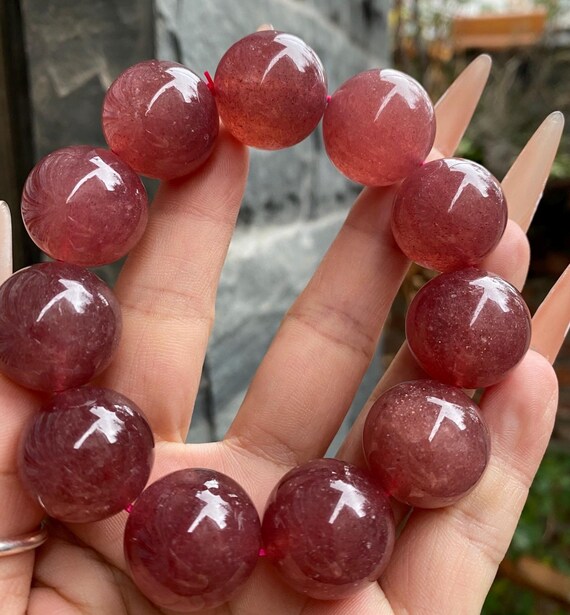 20mm Natural Starlight Strawberry Quartz Beads Bracelet,high