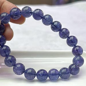 9.6mm Certified Genuine Tanzanite bracelet,High Quality beaded bracelet,jewelry gift,bracelet for women,Large Size tanzanite bracelet