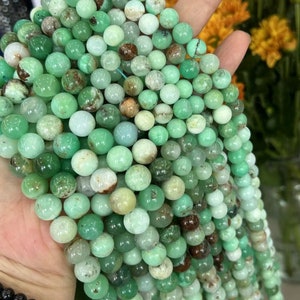 15 Inches ,Natural Chrysoprase Green Jade Beads smooth round 4-10mm beads wholesale,loose beads,semi-precious stone