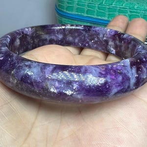 60mm Unique Natural Purple emerald  beads bangle ,woman bangle bracelet, jewelry gifts,purple Lepidolite bangle bracelet