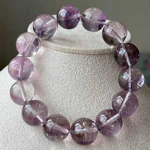 14mm Genuine Natural Purple Amethyst Quartz Beaded bracelet,beaded bracelet,jewelry gifts,lavender jade bracelet