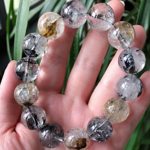 High Quality 16mm Genuine Natural Herkimer Diamond Quartz Beaded bracelet,Jewelry gifts,healing bracelet,energy bracelet
