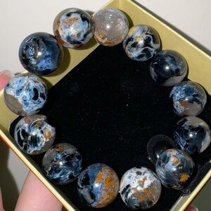 Bracelet En Pietersite Naturelle Bleue - Pierres Rectangles 16mm - Extensible - Neuf Avec étiquettes