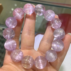 15mm Natural Kunzite Beads Bracelet,High Quality spodumene bracelet,Male kunzite bracelet ,healing bracelet,gift for woman