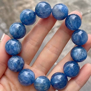 15mm Natural Genuine Blue Kyanite Beads Bracelet,Kyanite bracelet for friends,beads bracelet,jewelry gift,Kyanite Bracelet
