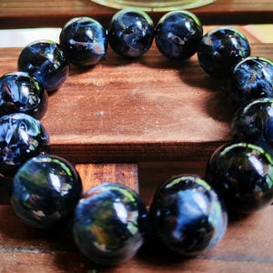 17-18mm Natural Dark Blue Pietersite Beads Bracelet,High Grade Pietersite bracelet,healing bracelet,large size pietersite
