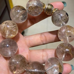 19mm Genuine Natural Herkimer Diamond Beaded bracelet,Jewelry gifts,healing bracelet,energy bracelet