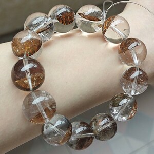 17mm Genuine Natural Herkimer Diamond Quartz Beaded bracelet,Jewelry gifts,healing bracelet,energy bracelet