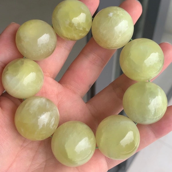 23-25mm Natural Rare Golden Prehnite beads bracelet ,jewelry gifts,unique gifts