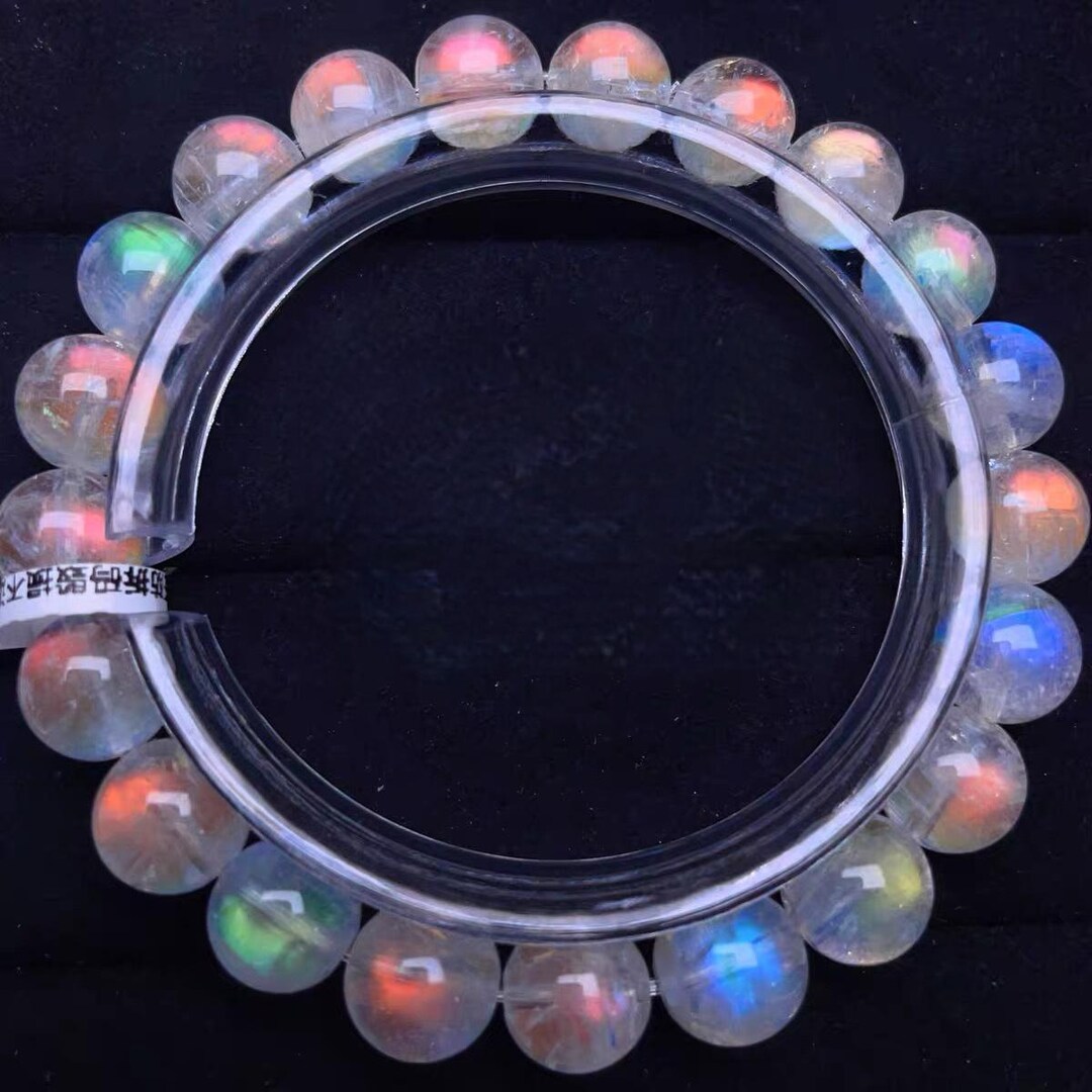 moonstone✨ブレスレットB26112 9MM Natural Rainbow Flashlight Moonstone From Madagascar Beaded