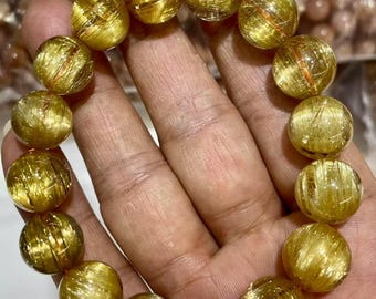 ゴールドルチル ゴールド ルチル 13ミリ1本のみ ブレスレット ゴールドルチルクォーツ ブレスレット 13mm | Stone