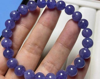 Pulsera de tanzanita natural de 7,8 mm, regalo de joyería, hecha a mano, energética, curativa.