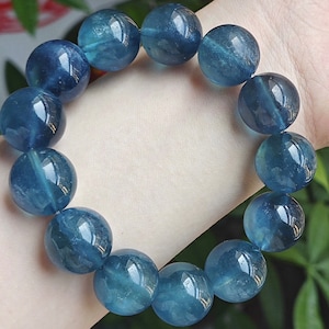 16mm Rare Natural Genuine Dark Blue aquamarine beaded bracelet,women bracelet,men bracelet,High Grade Aquamarine beads,Large beads