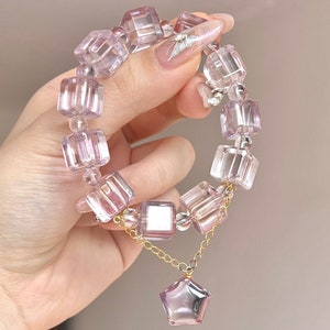 12mm Genuine Natural Purple Amethyst Quartz Cube Beaded bracelet,jewelry gifts,Handmade bracelets