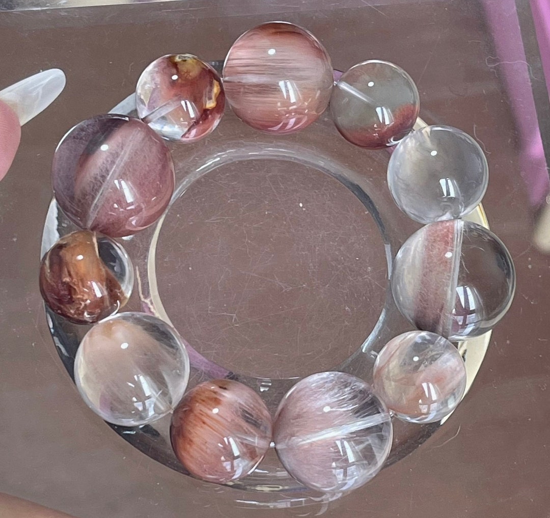 Rare Genuine Natural Rabbit Hair Rutilated Quartz Beaded Bracelet ...