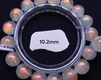 10.2mm Natural Rainbow Flash moonstone from Madagascar beaded bracelet