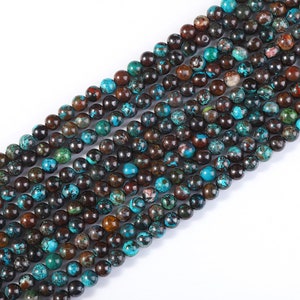 15 Inches Full strand,Genuine chrysoprases smooth round beads 6mm 8mm 10mm,Chrysocolla blue green loose beads,semi-precious stone,