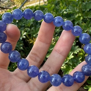 8.5mm Natural Genuine Tanzanite bracelet,High Quality beaded bracelet,jewelry gift,bracelet for women,Large Size tanzanite bracelet