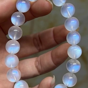 10MM Natural Blue  Flashlight moonstone beaded bracelet,jewelry gift,moonstone bracelet,gift for her