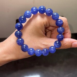 11mm Certified Genuine Tanzanite bracelet,High Quality beaded bracelet,jewelry gift,bracelet for women,Large Size tanzanite bracelet