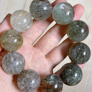 22mm High Grade Natural Genuine Black Golden Super Seven Rutilated Quartz bracelet, healing energy bracelet,jewelry gifts