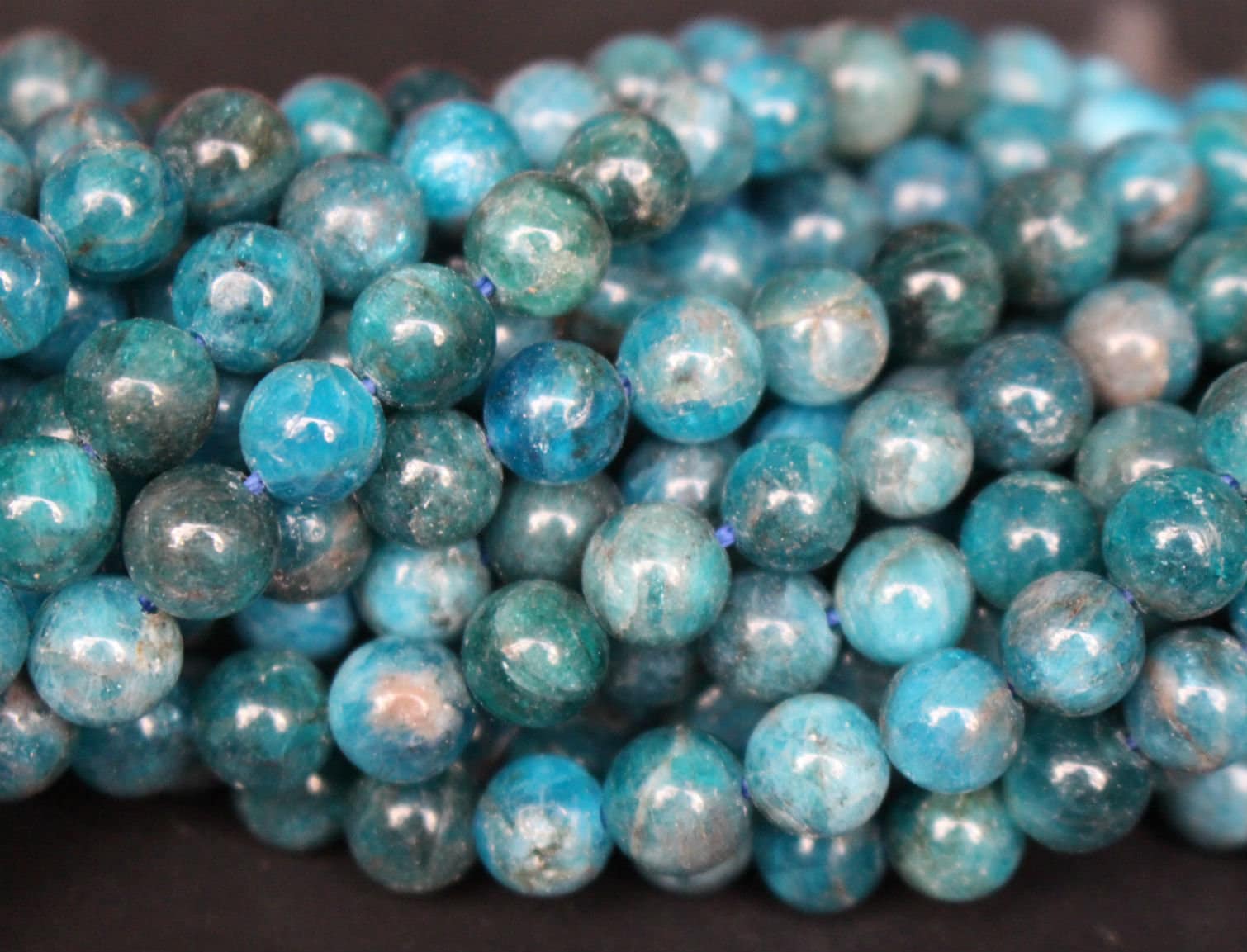 4 6 8 10 12mm Natural Round Blue Apatite Gemstone Jewelry Beads Strand 15" 