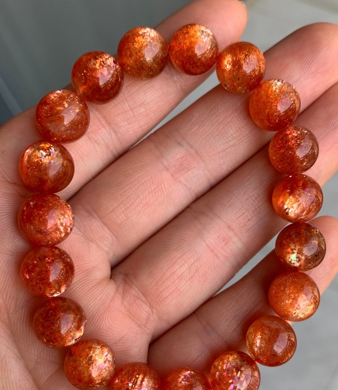 Arusha Sunstone Bracelet, Natural Golden Beads (10mm) - Etsy