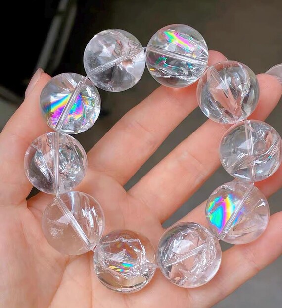 21 mm レインボーホワイトアサイロックホワイトクォーツクリスタル 