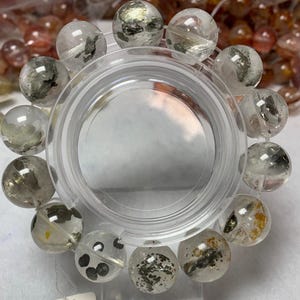15 mm natuurlijke pyriet in kwarts ronde kralenarmband,mooie kralenarmband,zeldzame unieke sieraden