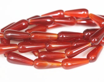 Perline a forma di lacrima di corniola rossa naturale, perline sciolte, pietra semipreziosa, 15 pollici, filo completo,