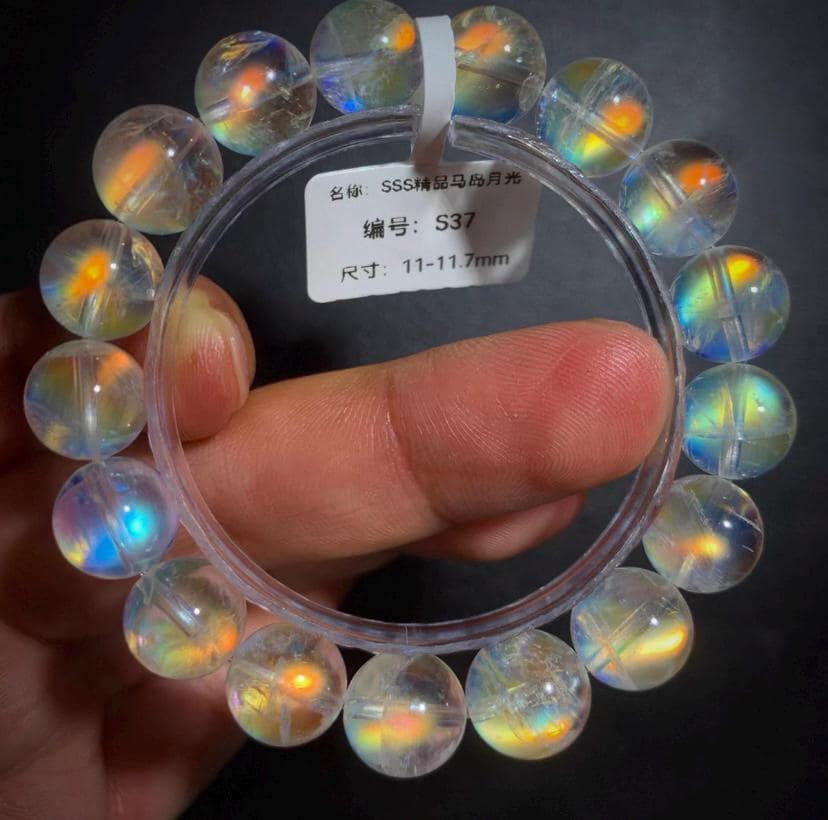 11 mm 天然高品質レインボー フラッシュ ムーンストーン