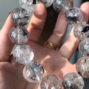 High Quality 18mm Genuine Natural Herkimer Diamond Quartz Beaded bracelet,Jewelry gifts,healing bracelet,energy bracelet