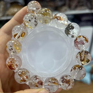 15 mm natuurlijk pyriet in lepidocrocietkwarts ronde kralenarmband, mooie kralenarmband, handgemaakt cadeau, zeldzame unieke sieradencadeaus
