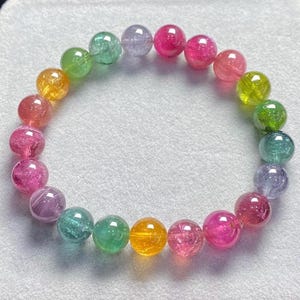 8.7mm Certified Rare Genuine Rainbow Tourmaline Beads Bracelet,High Quality beads bracelet,Natural Tourmaline bracelet