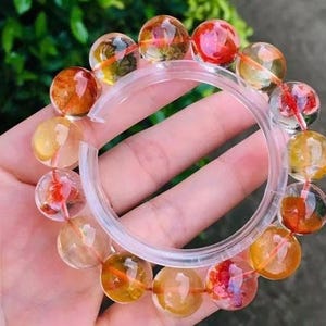 13.9mm Rare Natural Koi Hematoid Lepidocrocite Quartz Beaded Bracelet,beautiful Beaded bracelet,women bracelet,jewelry gifts