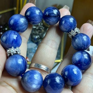 17mm High Quality Natural Genuine Blue  Kyanite Beads Bracelet,Kyanite bracelet for friends,beads bracelet,jewelry gift