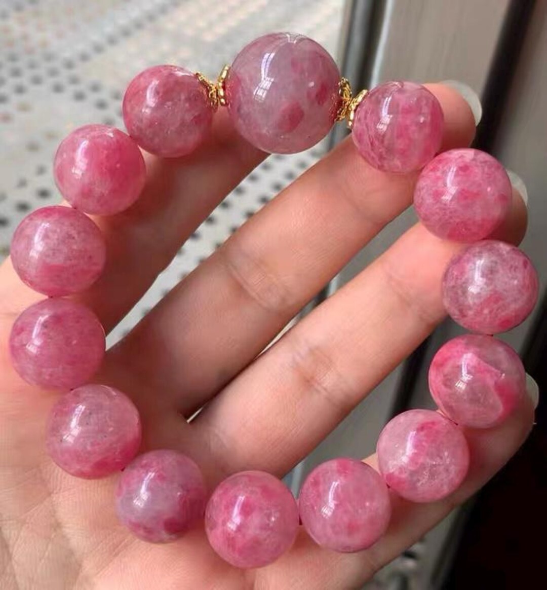 14mm Genuine Brazilian Natural Sakura Rain Pink Rhodonite Beads ...
