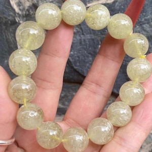 Natural Libyan Desert Glass Bead Bracelet, Golden Tektite, 13mm