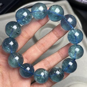 17mm Natural Genuine Unique Blue aquamarine beaded bracelet,women bracelet,men bracelet,jewelry gift,Large Size aquamarine bracelet