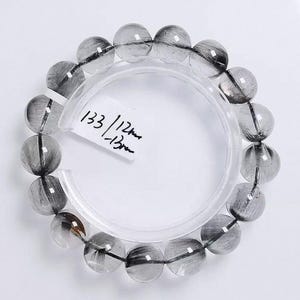 12mm High Quality Rare Natural Genuine Black Brookite Platinum Silver Rutilated Quartz Bracelet healing energy bracelet,jewelry gifts