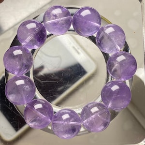 18mm Natural Lavender Purple Amethyst Quartz Beaded bracelet,large beads ,handmade gift,high quality bracelet