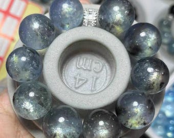 デビルアクアマリンブレスレット 10 mm 認定レアブルーフラッシュ
